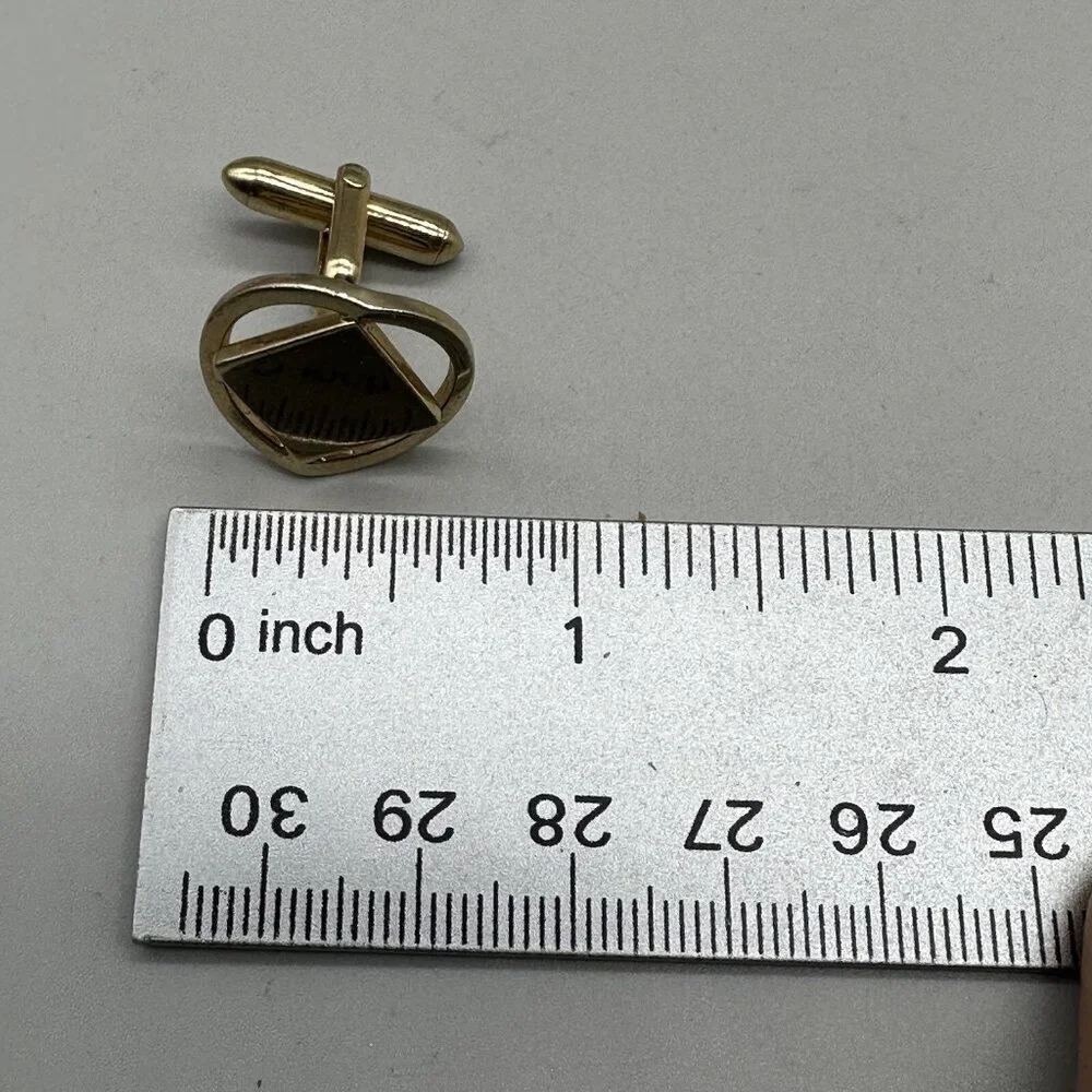 Vintage Swank Men Cufflinks Set of 2 Gold Tone Mesh Rhinestone Modern Square